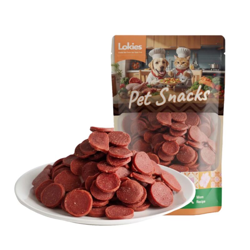 Lokies™ Pet Snacks & Treats for Dogs & Cats 80g – Beef Coin Small Slice Dry Meat High Protein & Amino Acids for Muscle & Body Function