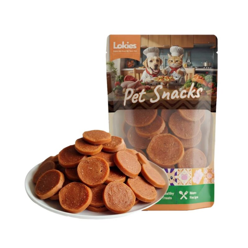 Lokies™ Pet Treats 80g – Chicken Coin or Thin Slice Snack Rich in Protein for Muscle Growth & Shiny Coat