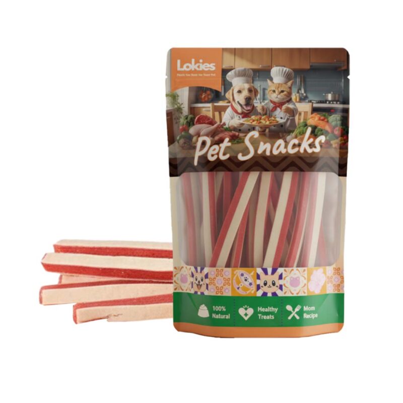Lokies™ Pet Snacks & Treats for Dogs & Cats 80g Chicken and Fish STICK High Protein for Muscle & Skin Coat