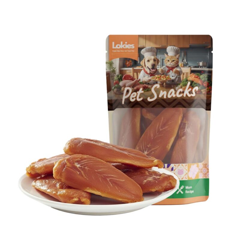 Lokies™ Pet Snacks & Treats for Dogs & Cats 80g – Chicken Breast Air Dry Tasty High Protein for Muscle Growth & Skin Health