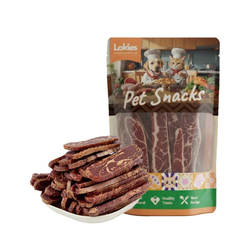 Lokies™ Pet Snacks & Treats for Dogs & Cats 80g – Beef Slice High Protein and Amino Acids for Muscle and Body Function