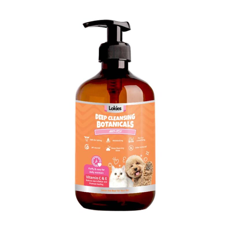 Lokies Premium Botanicals Pet Shampoo for Itchy & Dry Skin - Moisturizing & Soothing Formula for Cats & Dogs, 500ML