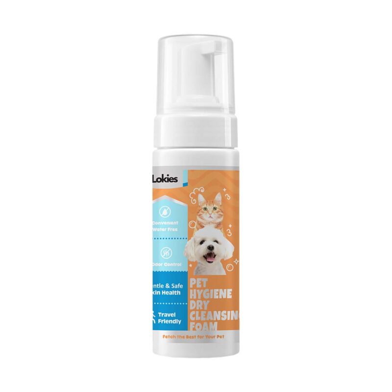 Lokies Hygiene Dry Pet Bath Foam - Oil & Odor Control for Cats & Dogs, Waterless Grooming 150ML