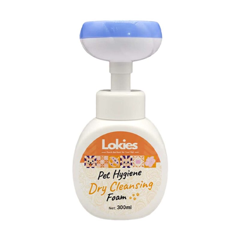 Lokies Pet Dry Cleansing Foam Waterless Bath for Cats & Dogs Gentle Daily Use Safe if Licked 300ml