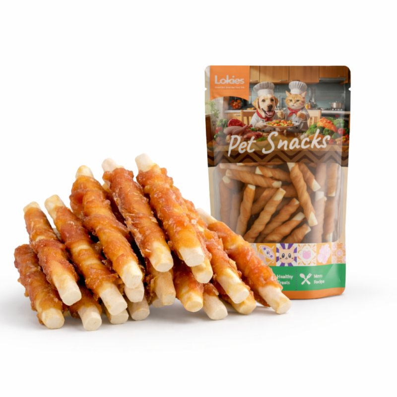 Lokies™ Pet Snacks & Treats for Dogs & Cats 80g – Chicken And Milk Sticks Protein for Muscle & Skin Coat High Calcium