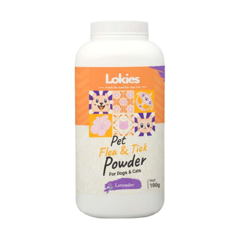 Lokies Pet Flea & Tick Powder Natural & Safe for Dogs Cats Hypoallergenic Pest Control